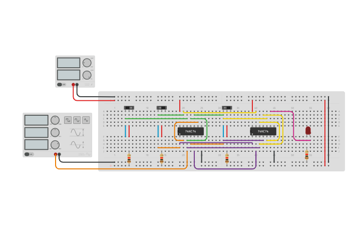 Circuit design Serial In Serial Out - Tinkercad