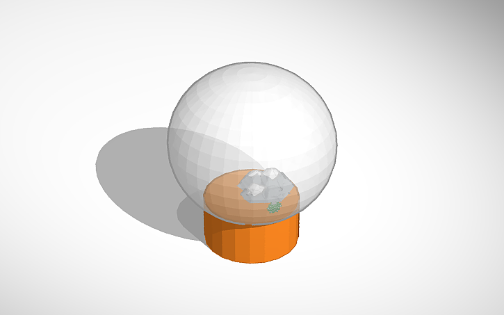 3D design Mountains w/ Tree snow globe - Tinkercad