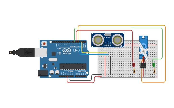 Circuit design Ultrasónico | Tinkercad