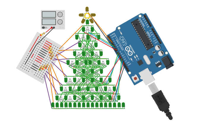Circuit design Christmas tree - Tinkercad