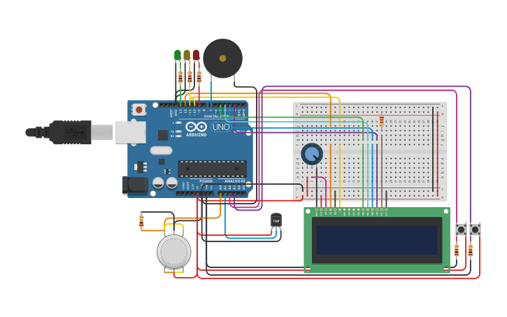 Circuit design Microprocessors, Simple Fire Alarm System - Tinkercad