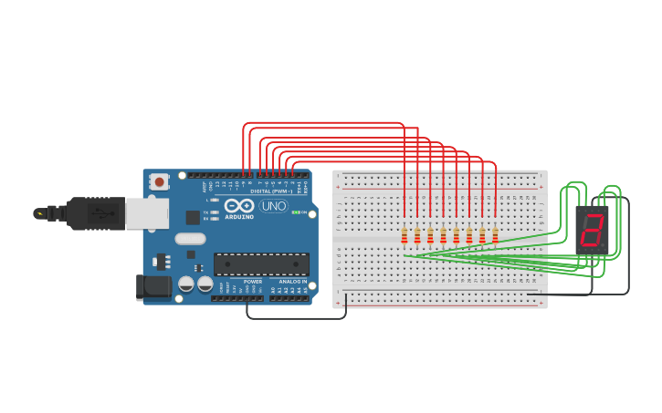 Circuit design 7Segment - Tinkercad