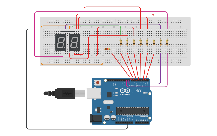 Circuit design Number Counter Arduino Circuit - Using 7 Segment Display ...