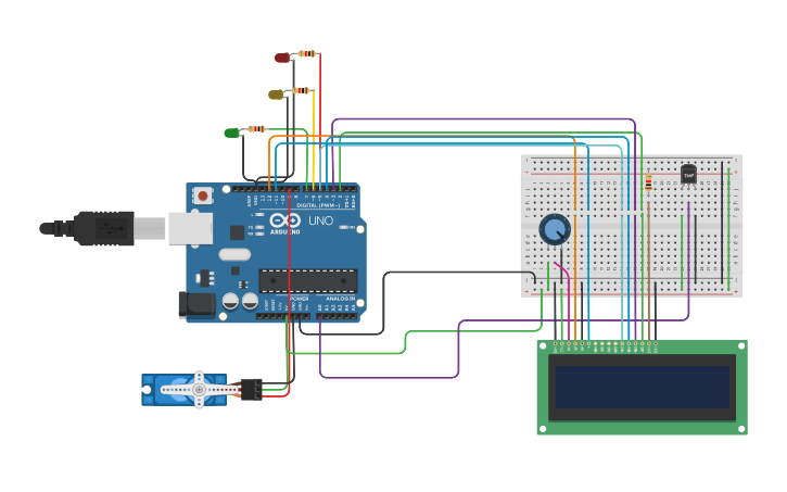 Circuit design Program Palang pintu otomatis sesuai keadaan suhu tubuh ...