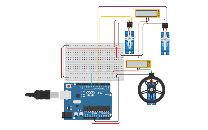 Circuit design Servo and Continuous - Tinkercad