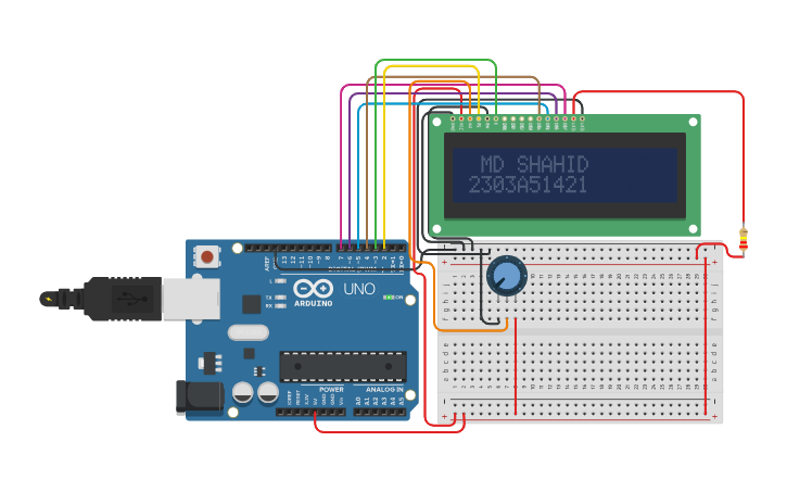 Circuit design LCD using Arduino - Tinkercad