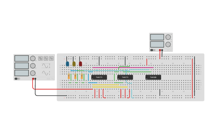 Circuit design 3-bit using JK Flip Flop - Tinkercad