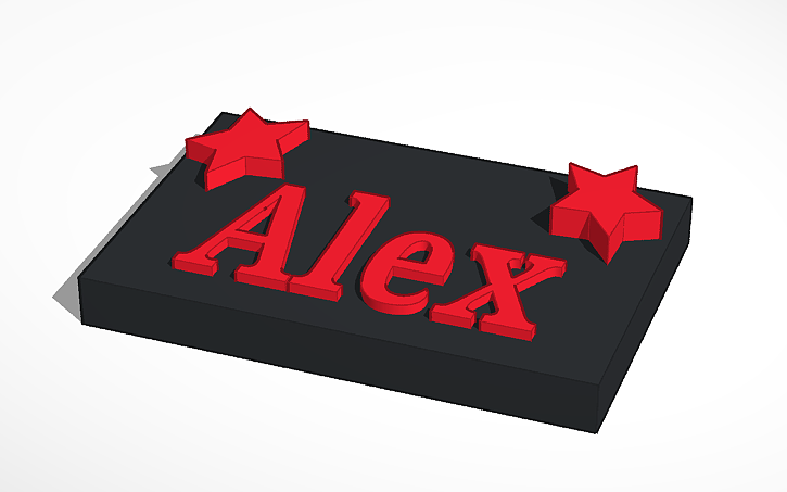 3D design Name tag (Alex) | Tinkercad