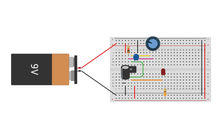 Circuit design timer 555 - Tinkercad