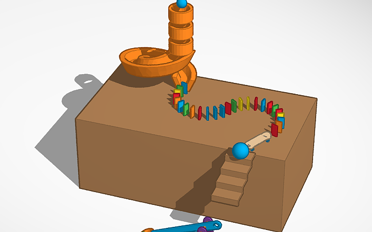 3D design Rube Goldberg Machine Example - Tinkercad