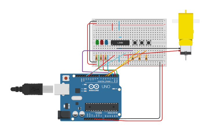 Circuit design Motor DC adelante y atrás Arduino - Tinkercad