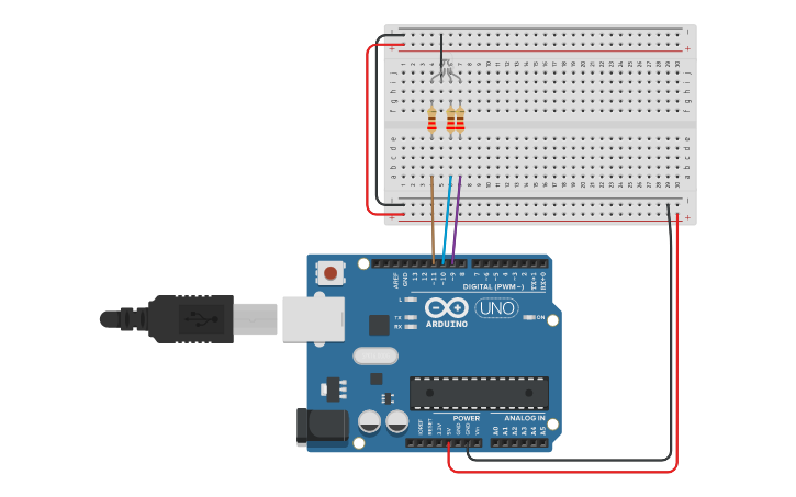 Circuit design Activity 5- RGB LED - Tinkercad