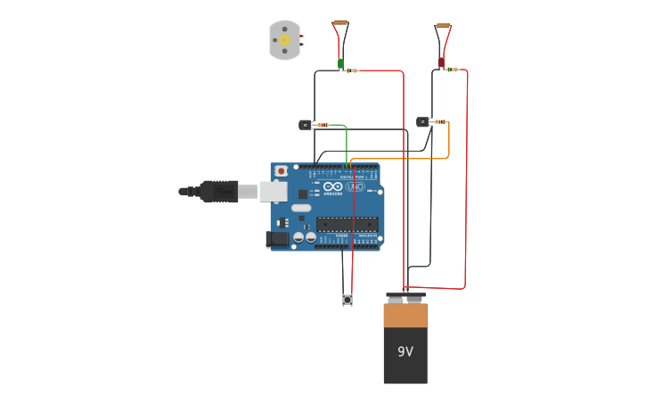 Circuit design transistor npn e pnp come relè - Tinkercad
