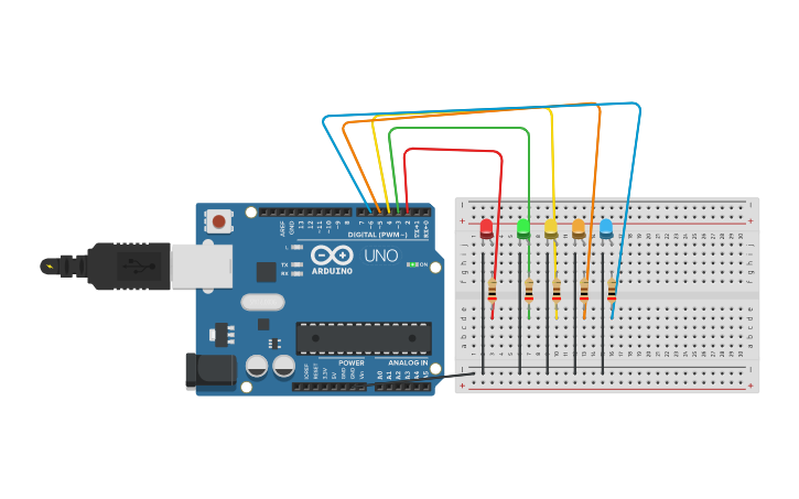 Led Blinky Patterns Circuit design LED blinking Patterns - Tinkercad