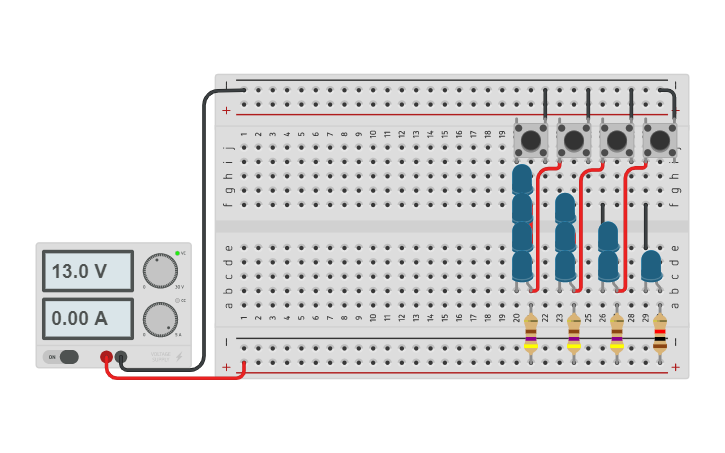 Circuit design LED Meter(Push Button) - Tinkercad