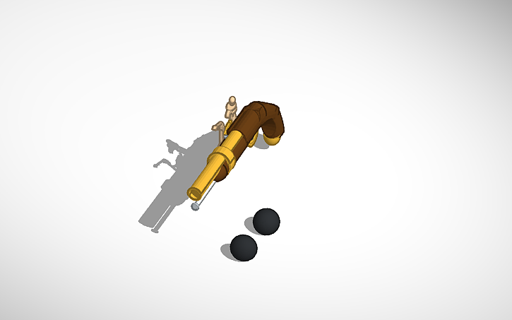 3D design gold Flintlock Pistol - Tinkercad