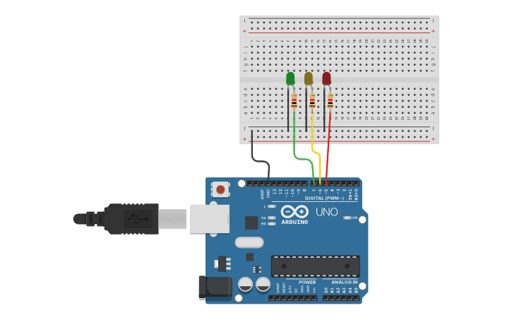 Circuit design Traffic Light Arduino - Tinkercad