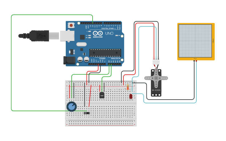 Circuit design Sensors and actuators with Arduino - Tinkercad