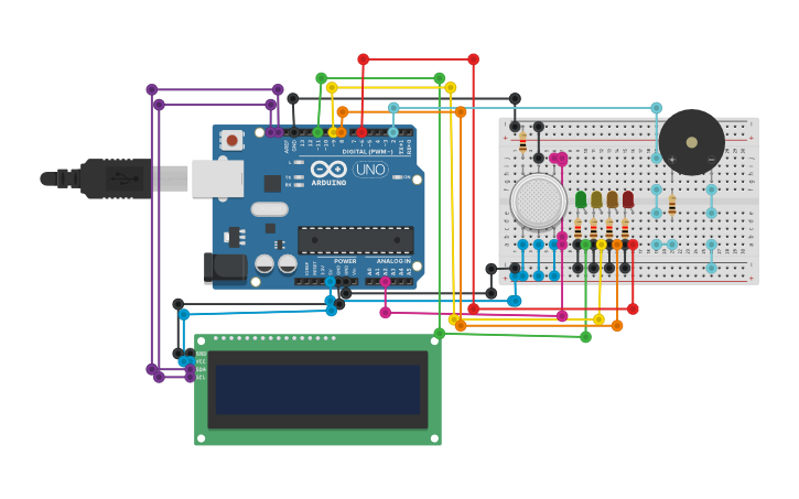 Circuit design Program 6 - Air Quality Gas Sensor - Tinkercad