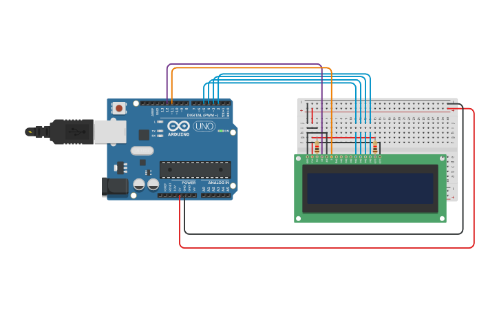 Circuit design LCD with arduino - Tinkercad