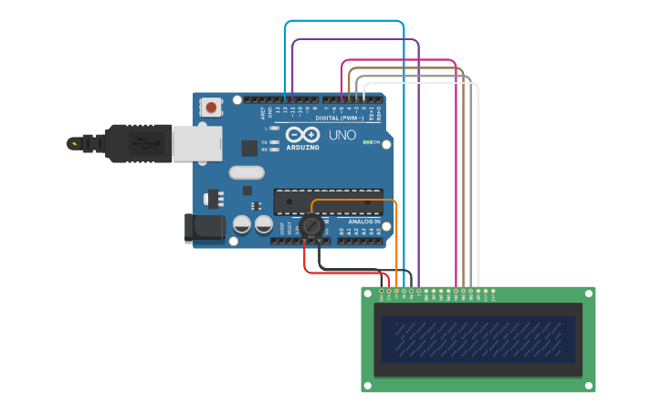 Circuit design lcd arduino - Tinkercad image.