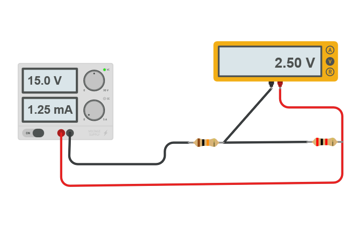 Circuit design Voltage divider | Tinkercad