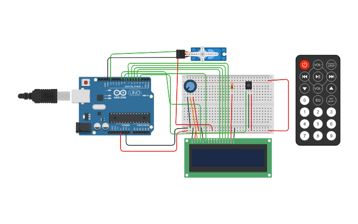 Circuit design remot servo motor - Tinkercad