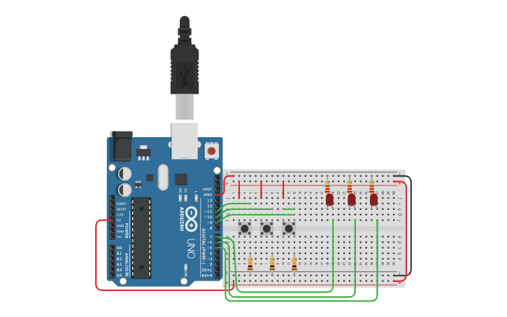 Circuit design PULSADORES - Tinkercad