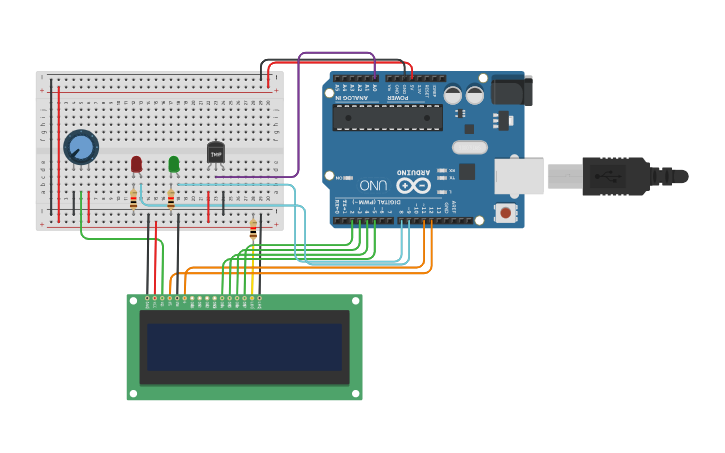 Circuit design TEMPERATURA - LCD - Tinkercad