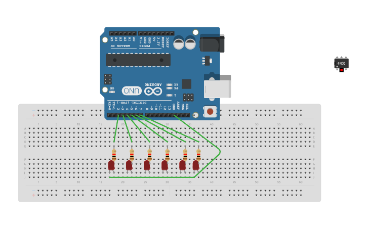 Circuit design 3 phase - arduino only - Tinkercad