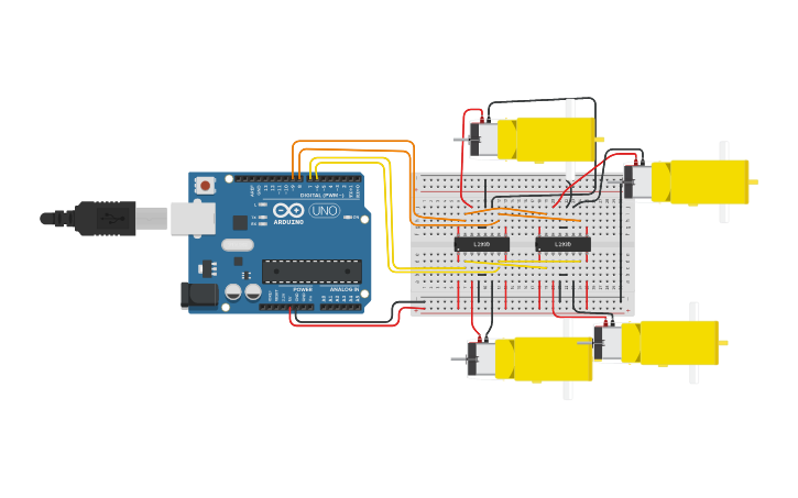 Circuit design Carro robot 4X4 - Tinkercad