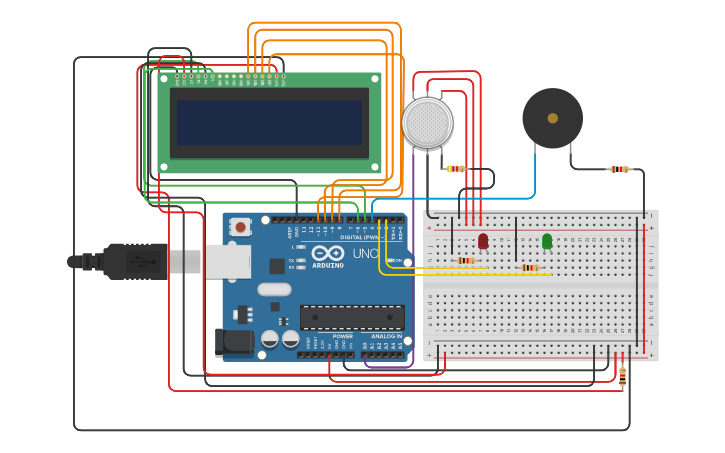 Circuit design Gas Detector | Tinkercad