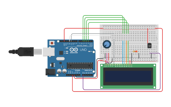 Circuit design LCD Temperatura - Tinkercad