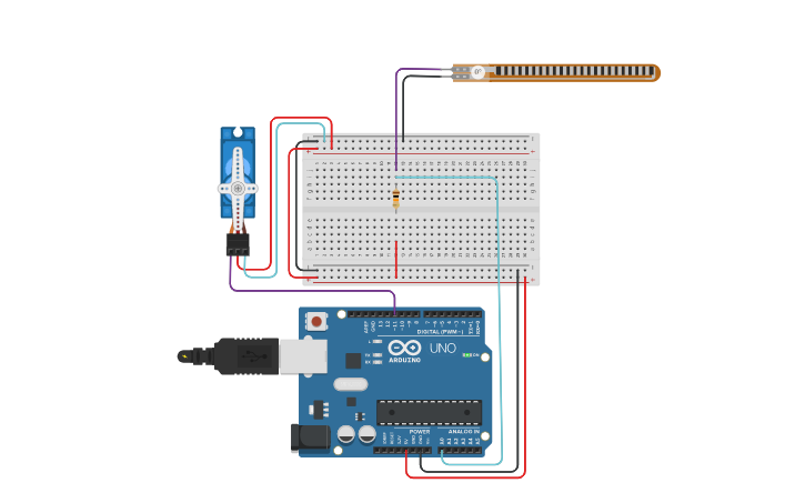 Circuit design servo motore comandato da arduino tramite sensore di ...