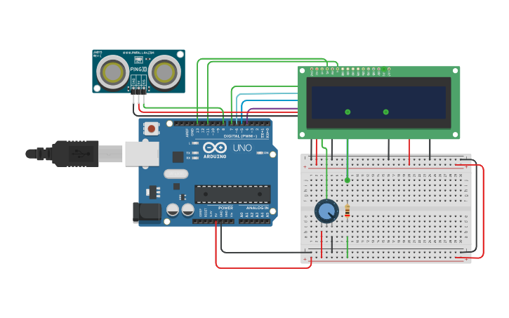Circuit design Distance Measuring Device | Tinkercad