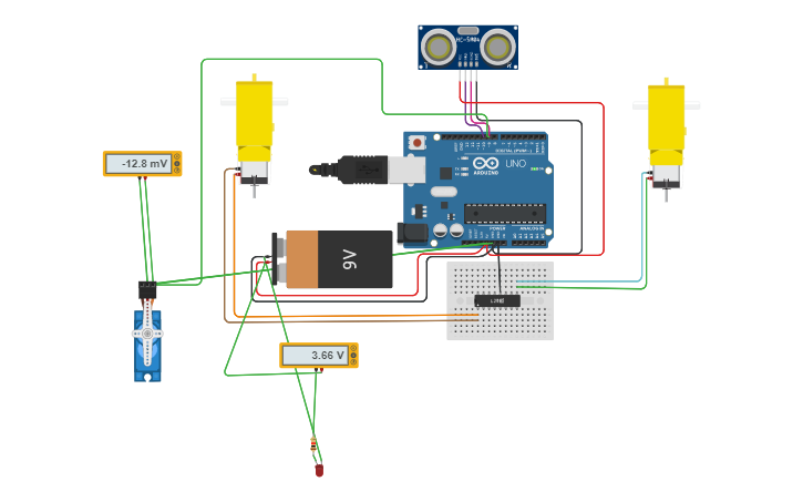 Circuit design Obstacle Avoiding Robot - Tinkercad