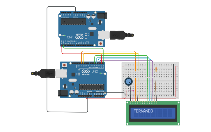 Circuit design LCD IC2 - Tinkercad