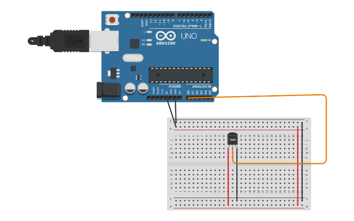 Circuit design Temperature sensor - Tinkercad