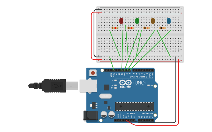 Circuit design MORSE CODE - Tinkercad