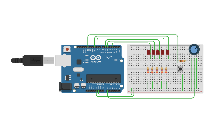 Circuit design Knight Rider Lights - Tinkercad