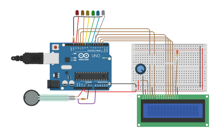 Circuit design Copy of Projeto Sensor de Carga TI Verde | Tinkercad