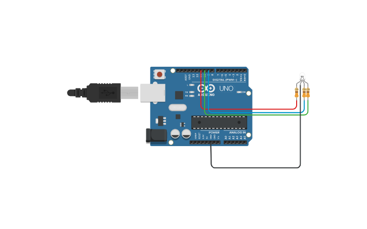 Circuit design led rgb comandato da arduino r3 | Tinkercad