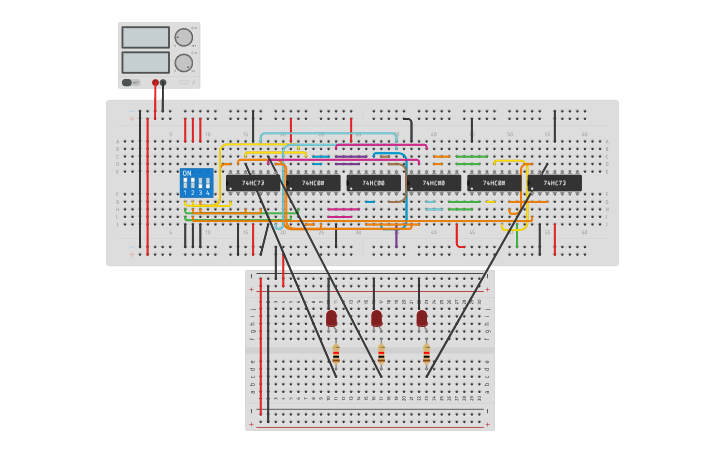 Circuit design Up/Down Counter - Tinkercad