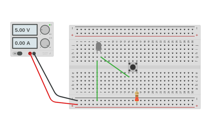 Circuit design push button - Tinkercad