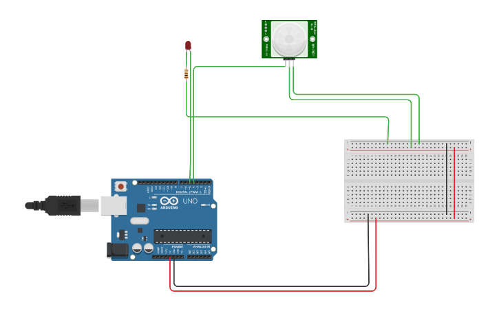 Circuit design PIR SENSOR | Tinkercad