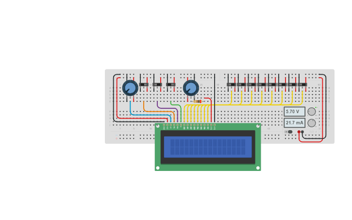Circuit design Copy of 2x16 LCD Screen without Arduino - Tinkercad