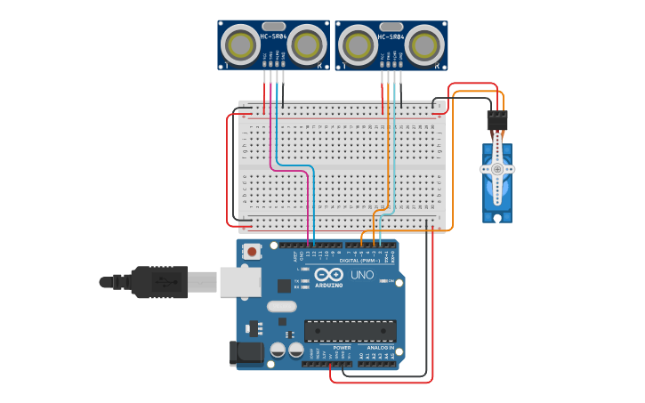 Smart Bridge Using Arduino Output Circuit design Smart_bridge part4 - Tinkercad
