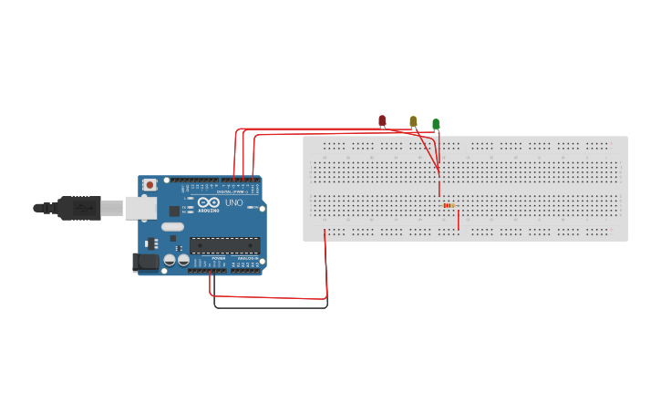 Circuit design traffic light - Tinkercad