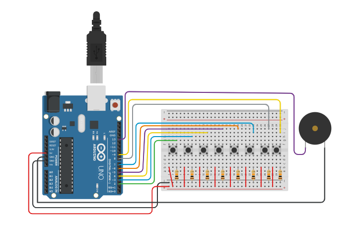 Circuit design new piano circuit | Tinkercad