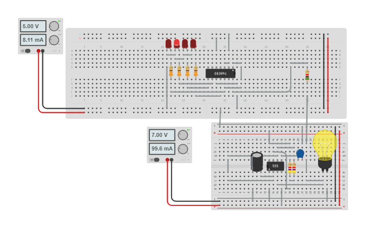 Circuit design Practica 3-Contador binario de 0 a 15 con 7493 y 555 ...